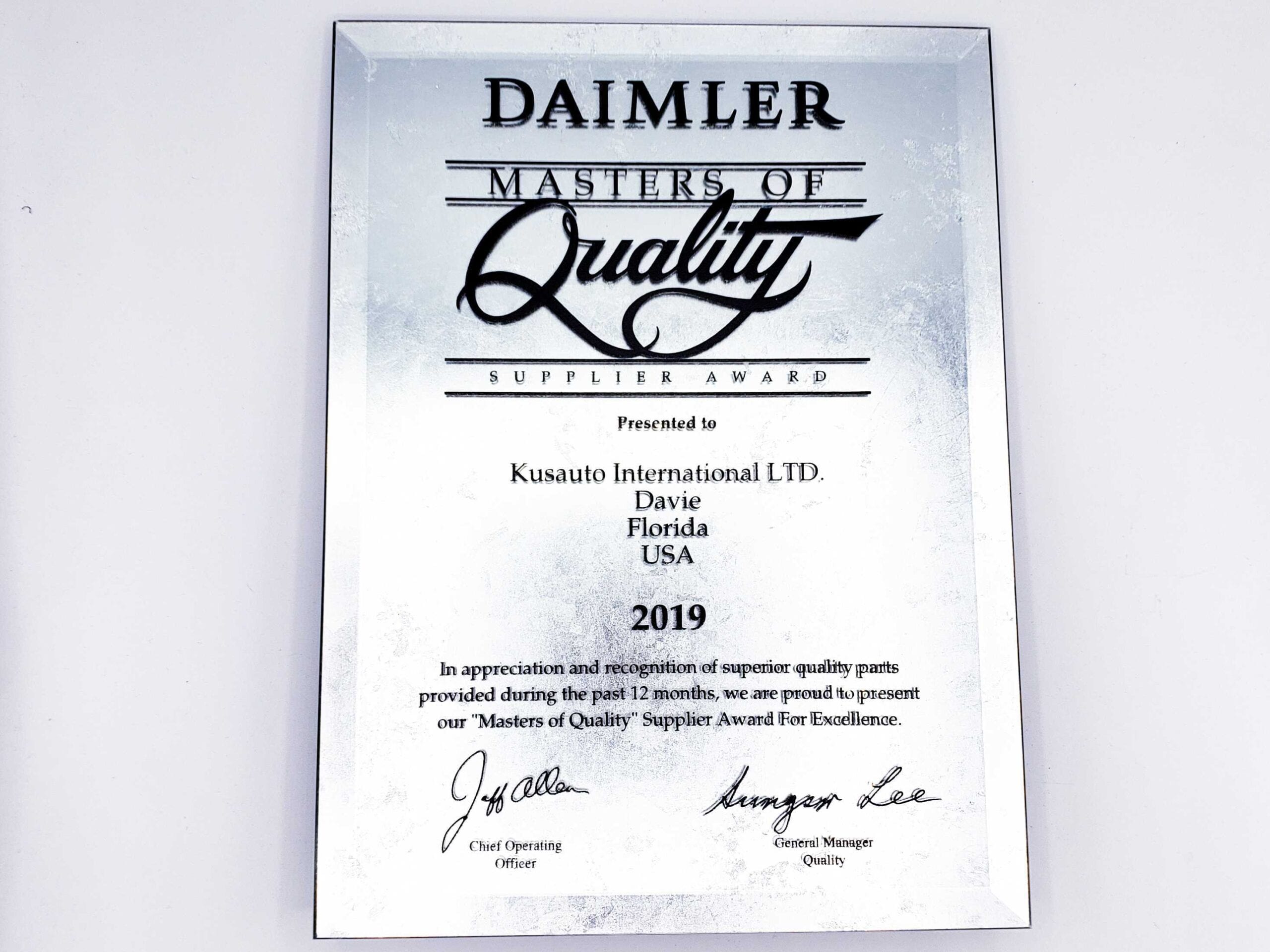Daimler Masters of Quality Award