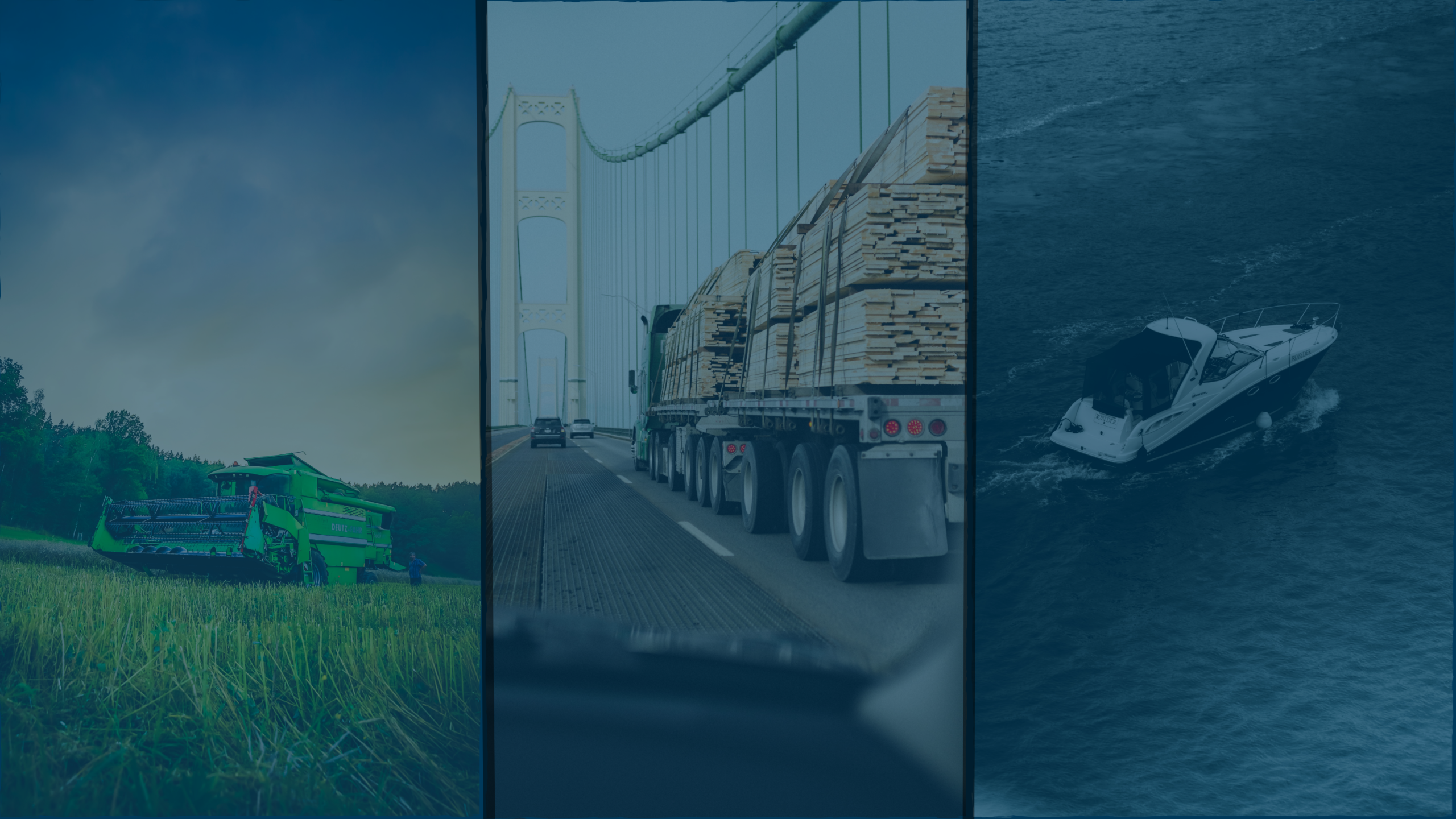 Combine, Semi Truck, & Boat