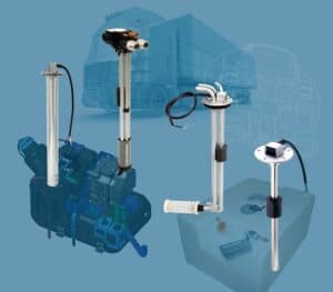fluid level senders on a blue background