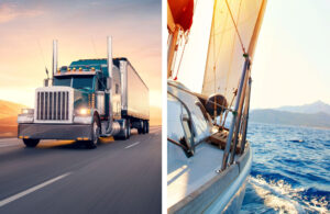 picture of a truck and a boat